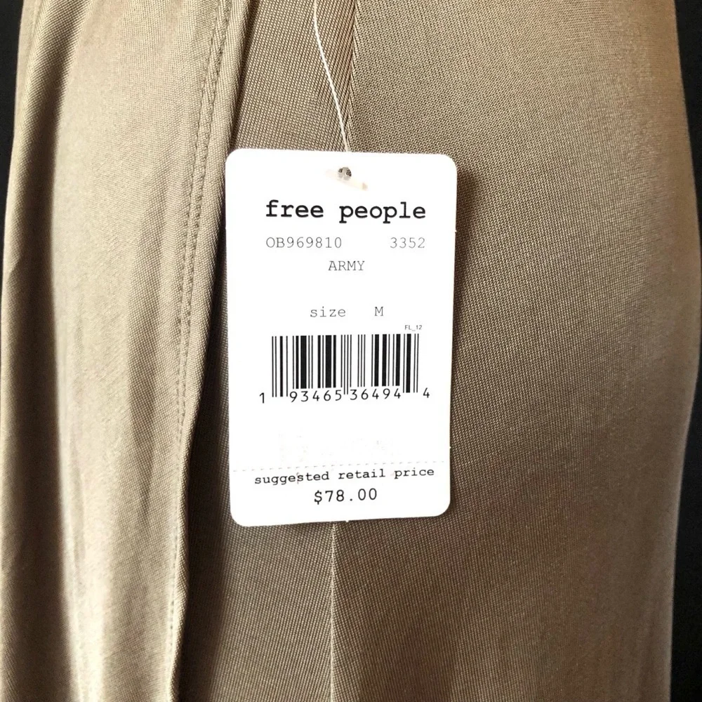 Free People Women’s Wrap Asymmetrical Army Green Maxi Skirt Fall Flow Size M NWT